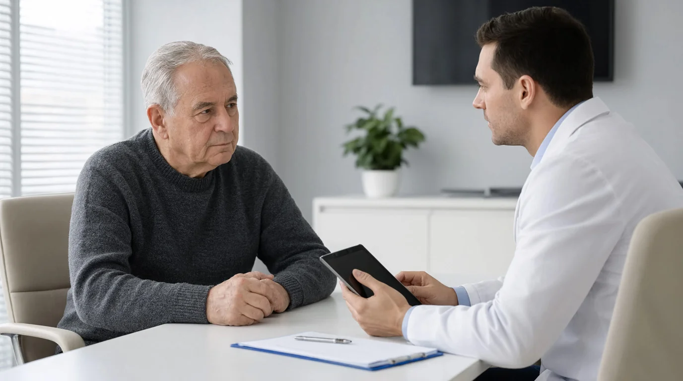 Человек проходит осмотр у врача перед процедурой кодирования Аквилонг